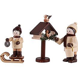 Thiel Figurines - Bird Feeding - natural - Set of Three - 7 cm / 2.8 inch