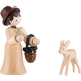 Thiel Figurine - Forester Lady with Deer - natural - 6 cm / 2.4 inch