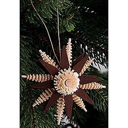 Tree Ornament - Wood Chip Star - Brown - 7 cm / 2.8 inch