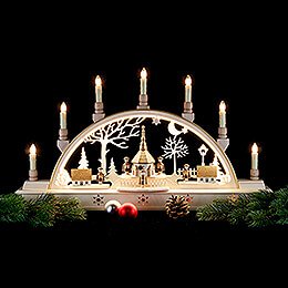 Candle Arch - 'Church of Seiffen with Carolers' - 63x35 cm / 25.6x13.8 inch