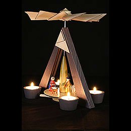 1-stöckige Pyramide mit Christi Geburt, grau - 29 cm