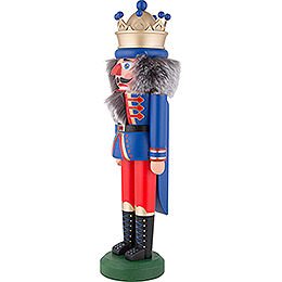Nussknacker König mit Krone blau matt - 43 cm