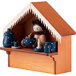 Christmas Market Stall Blue Pottery with Thiel Figurine - 8 cm / 3.1 inch