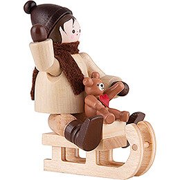 Thiel Figurine - Winter Child with Teddy on Sledge - 6 cm / 2.4 inch