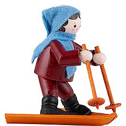 Thiel-Figur Anfängerin Mädchen mit Ski - bunt - 5,5 cm
