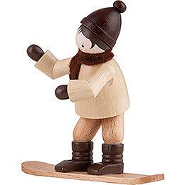 Thiel Figurine - Winter Child with Snowboard - natural - 6,5 cm / 2.6 inch