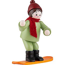 Thiel Figurine - Winter Child with Snowboard - coloured - 6,5 cm / 2.6 inch