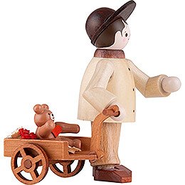 Thiel Figurine - Boy with Teddy in Handcart - 5,5 cm / 2.2 inch