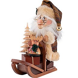 Räuchermännchen Wichtel Weihnachtsmann mit Schlitten - 28 cm