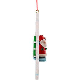 Christbaumschmuck Schneeflocke Weihnachtsmann mit Rentier - 9,0x9,0 cm