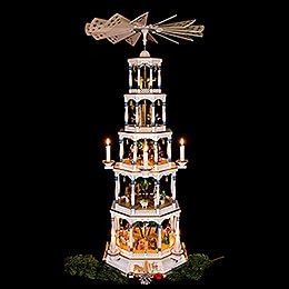 5-stöckige Pyramide Christi Geburt mit Musikspielwerk - 123 cm