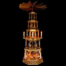5-stöckige Pyramide Christi Geburt - natur - 123 cm