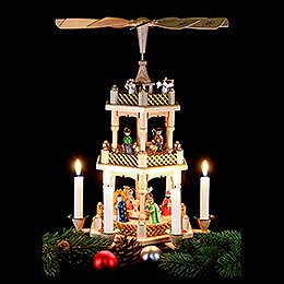 3-stöckige Pyramide Christi Geburt bunt - 40 cm