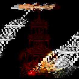 4-Tier Pyramid - Nativity Scene Natural Wood - 54 cm / 21 inch