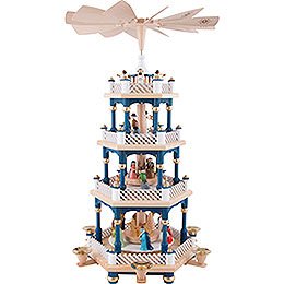 4-stöckige Pyramide Christi Geburt blau - 54 cm
