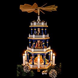 4-stöckige Pyramide Christi Geburt blau - 54 cm