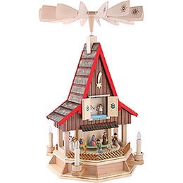 2-stöckiges Adventshaus Christi Geburt elektrisch von Richard Glässer - 53 cm