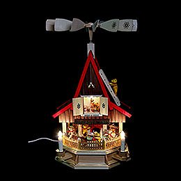 2-Tier Adventhouse Teddybears Electrically Driven by Richard Glässer- 53 cm / 21 inch