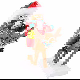 Nussknacker Santa auf Rentier - 26 cm