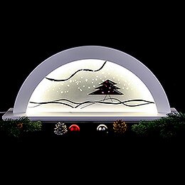 Candle Arch - Erle Weiss with Glas and Red Fir Tree - 79x14x35 cm / 31x5.5x14 inch