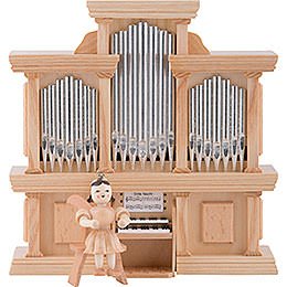 Angel Short Skirt Natural, at the Organ with Music Box - 15,5x15 cm / 5.9x6.1 inch