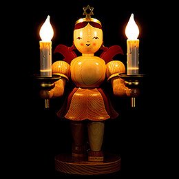 Kurzrockengel mit elektrisch beleuchtetem Kerzenhalter, natur - 22 cm