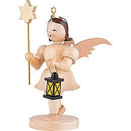 Shortskirt Angel Natural, with Lantern and Star - 22 cm / 8.7 inch