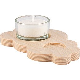 Tea Light Holder Cloud - Natural - without Angel - 13x8cm / 5.1x3.1 inch