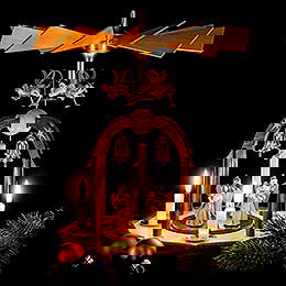 1-stckige Glckchenpyramide mit Faltenlangrockengeln und Glasglckchen - 38x28 cm