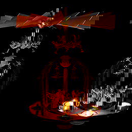 1-stckige Glckchenpyramide mit Faltenlangrockengeln und Glasglckchen - 38x28 cm