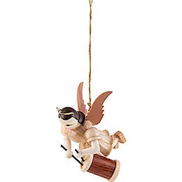 Floating Angel with Long Drum - Natural - 6,6 cm / 2.6 inch