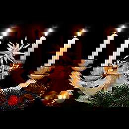 Adventsleuchter mit 4 sitzenden Engeln - 38x38x20 cm