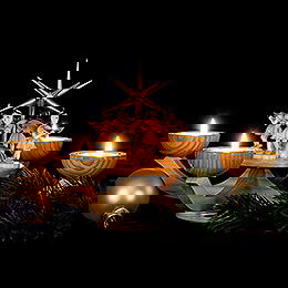 Adventsleuchter mit Teelichthalter und 4 stehenden Engeln - 31x31x20 cm