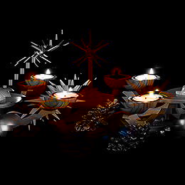 Adventsleuchter mit Teelichhalter ohne Engel - 31x31x20 cm