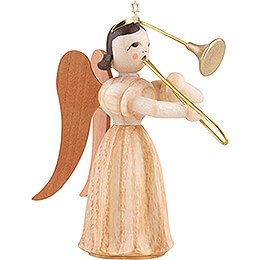 Long Pleated Skirt Angel with Slide Trombone, Natural - 6,6 cm / 2.6 inch