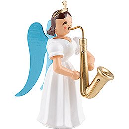 Long Pleated Skirt Angel with Saxophon, Natural - 6,6 cm / 2.6 inch