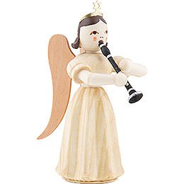 Long Pleated Skirt Angel with Clarinet, Natural - 6,6 cm / 2.6 inch