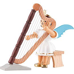 Kurzrockengel sitzend mit Harfe, farbig - 6,6 cm