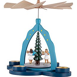1-Tier Pyramid - Tea Candle Holder and Three Angels, Colored - 30 cm / 11.8 inch