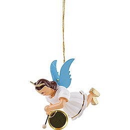 Floating Angel with Gong, Colored - 6,6 cm / 2.6 inch