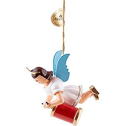 Floating Angel with Long Drum - Colored - 6,6 cm / 2.6 inch