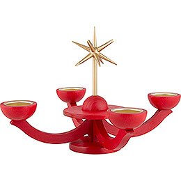 Adventsleuchter rot, mit Teelichthalter ohne Engel - 31x31 cm