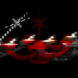 Candle Holder Advent Red, with Tea Candle Holder - 31x31 cm / 12.2x12.2 inch