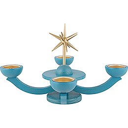 Adventsleuchter blau, mit Teelichthalter ohne Engel 31x31 cm