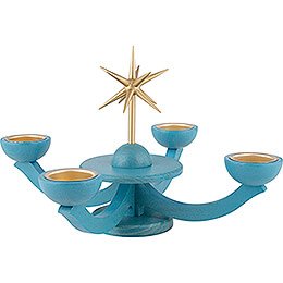 Adventsleuchter blau, mit Teelichthalter ohne Engel 31x31 cm