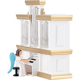 Angel Long Pleated Skirt at the Organ with Music Box, Colored - 15,5 cm / 6.1 inch