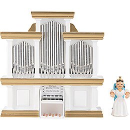 Angel Long Pleated Skirt at the Organ with Music Box, Colored - 15,5 cm / 6.1 inch
