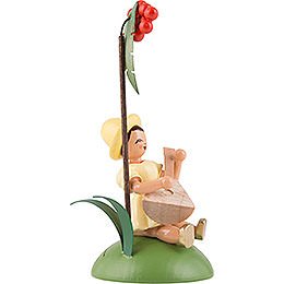 Flower Child with Rowan Berry and Balalaika, Sitting, Colored - 12 cm / 4.7 inch