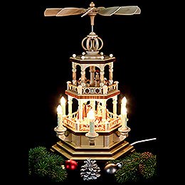 2-Tier Pyramid - The Christmas Story - 48 cm / 19 inch - 230 V Electr. Motor