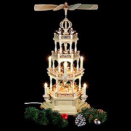 4-Tier Pyramid - The Christmas Story - 64 cm / 25 inch - 230 V Electr. Motor